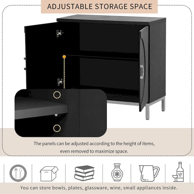 Storage Cabinet with Wood Veneer and Metal Leg Frame - 34L x 15.5W x 31.9H