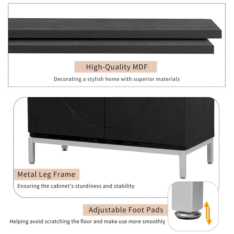 Storage Cabinet with Wood Veneer and Metal Leg Frame - 34L x 15.5W x 31.9H
