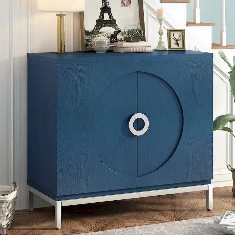 Storage Cabinet with Wood Veneer and Metal Leg Frame - 34L x 15.5W x 31.9H