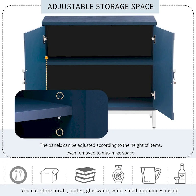 Storage Cabinet with Wood Veneer and Metal Leg Frame - 34L x 15.5W x 31.9H