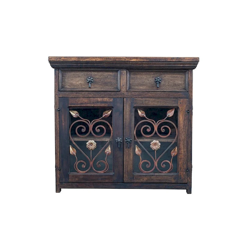 Handmade Solid Reclaimed Barn Wood & Wrought Iron Hardware Buffet & Sideboard 39"