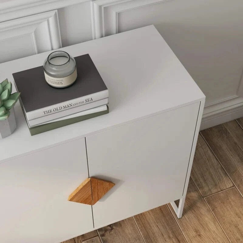 White Sideboard with 4 Doors - Storage Cabinet for Kitchen & Living Room