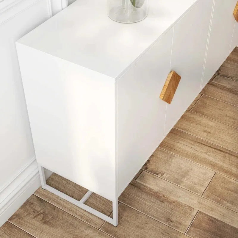 White Sideboard with 4 Doors - Storage Cabinet for Kitchen & Living Room