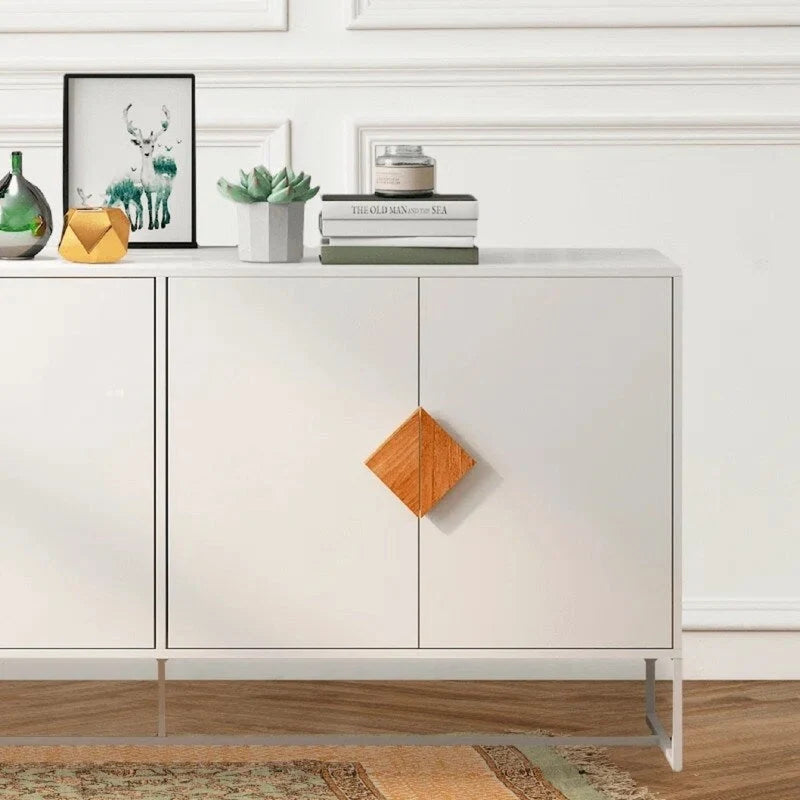 White Sideboard with 4 Doors - Storage Cabinet for Kitchen & Living Room