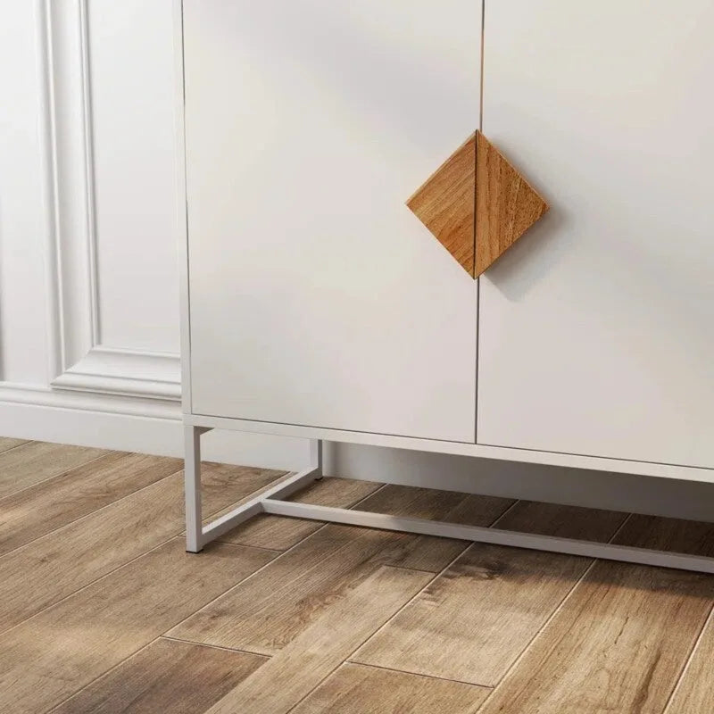 White Sideboard with 4 Doors - Storage Cabinet for Kitchen & Living Room