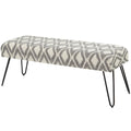 Metal Floral Diamond Tribal Bench with Metal Hairpin Legs