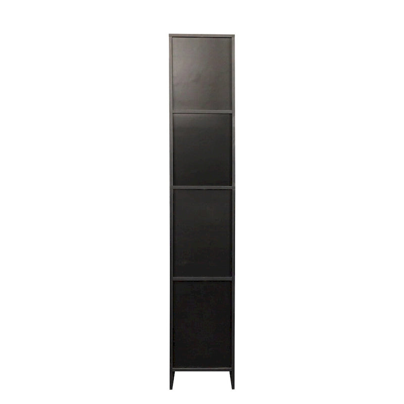 Freestanding Storage Cabinet with Fixed Shelves and Two Doors - Black