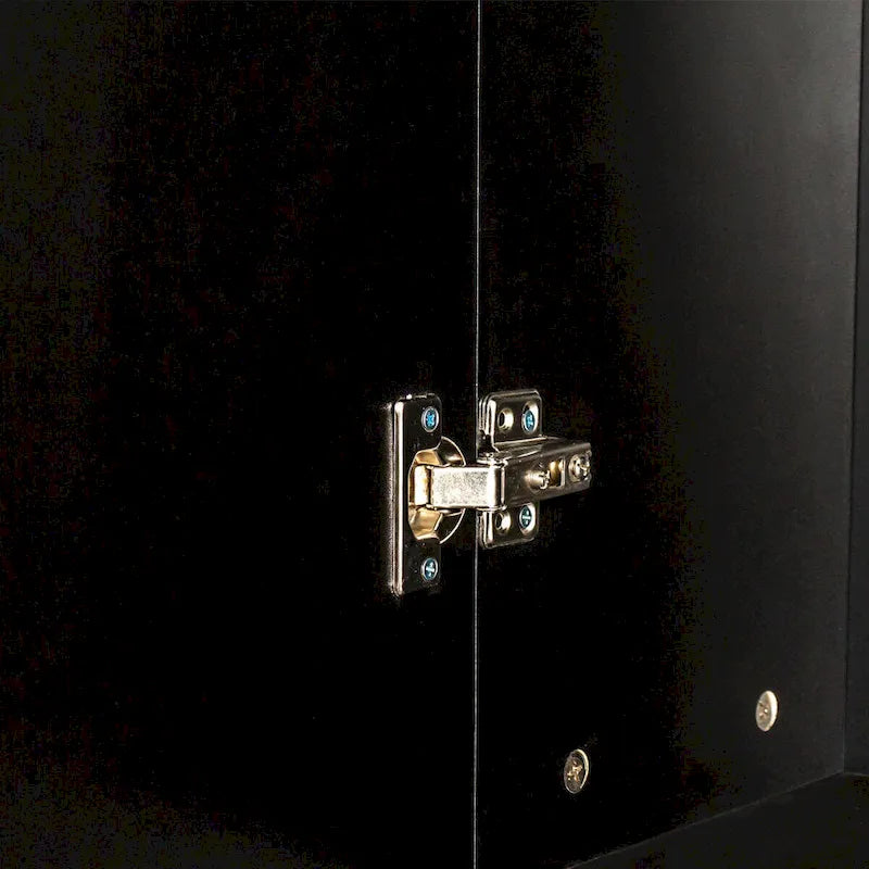 Freestanding Storage Cabinet with Fixed Shelves and Two Doors - Black