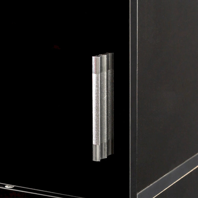 Freestanding Storage Cabinet with Fixed Shelves and Two Doors - Black