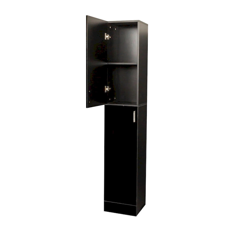 Freestanding Storage Cabinet with Fixed Shelves and Two Doors - Black