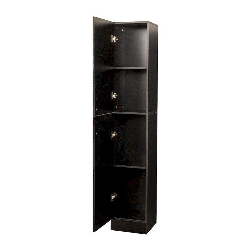 Freestanding Storage Cabinet with Fixed Shelves and Two Doors - Black