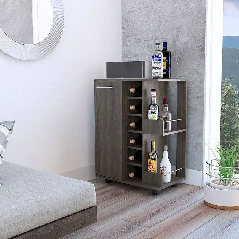 2-Shelf 6-Bottle Bar Cart
