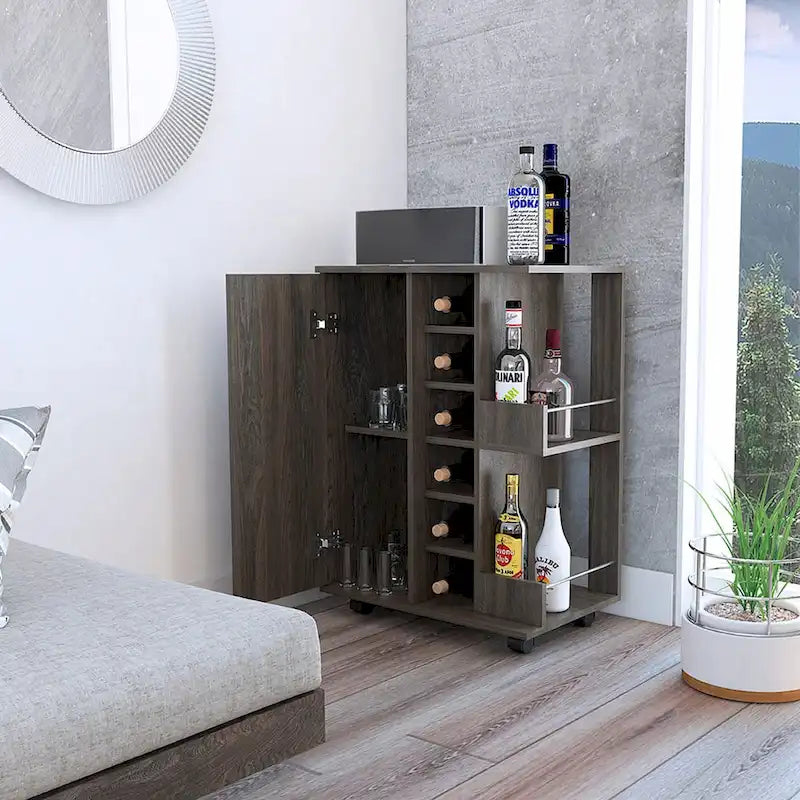 2-Shelf 6-Bottle Bar Cart