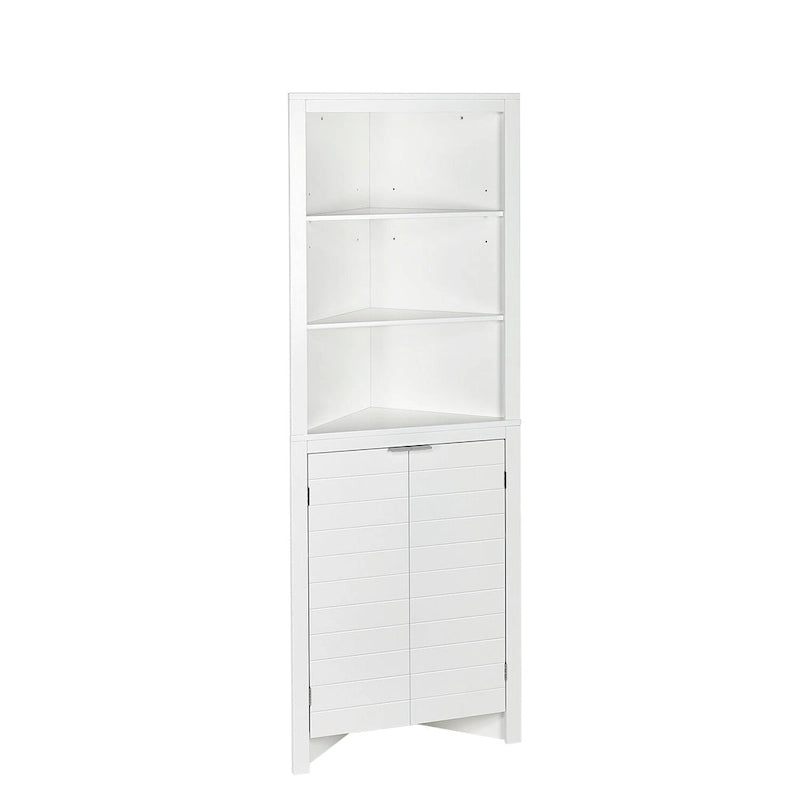 Tall Corner Bathroom Storage Cabinet with Open Shelves