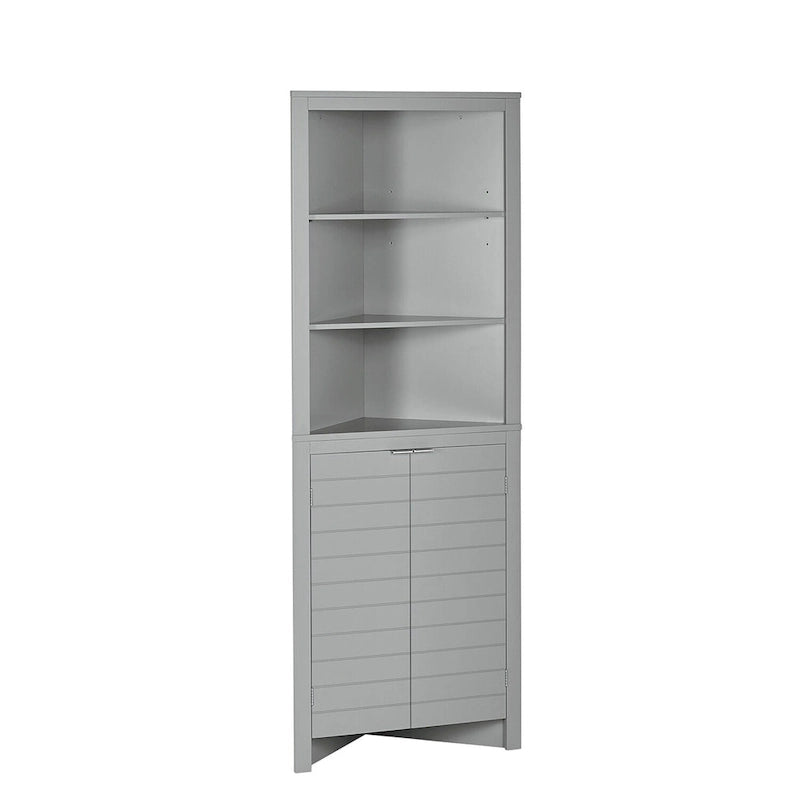 Tall Corner Bathroom Storage Cabinet with Open Shelves