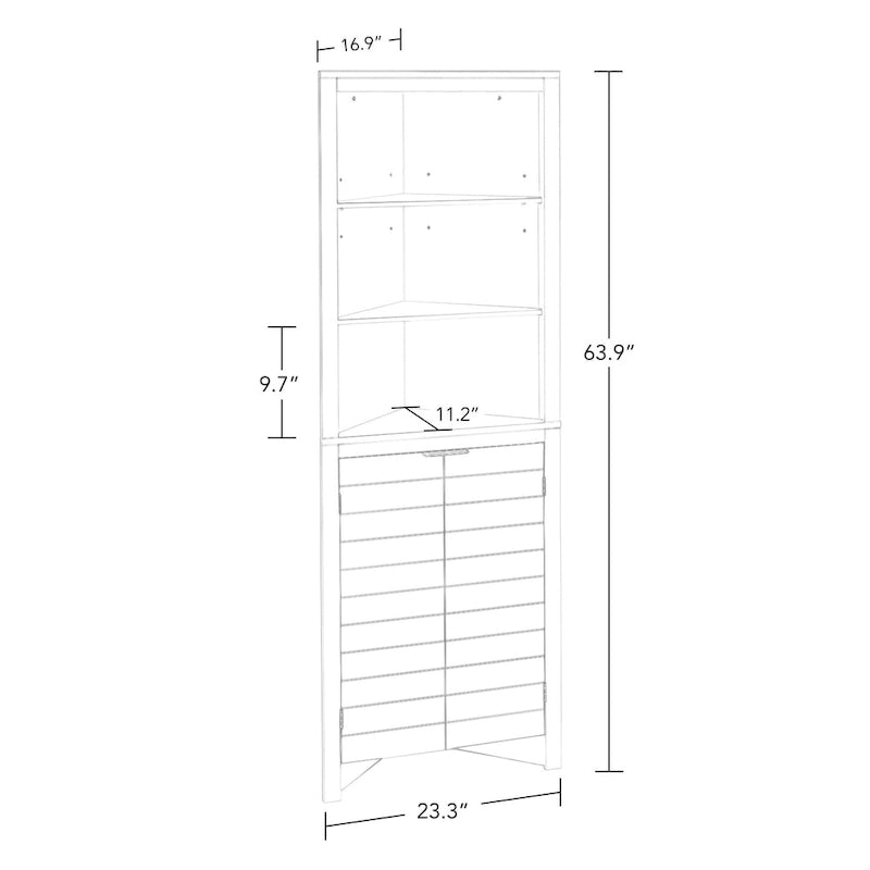 Tall Corner Bathroom Storage Cabinet with Open Shelves