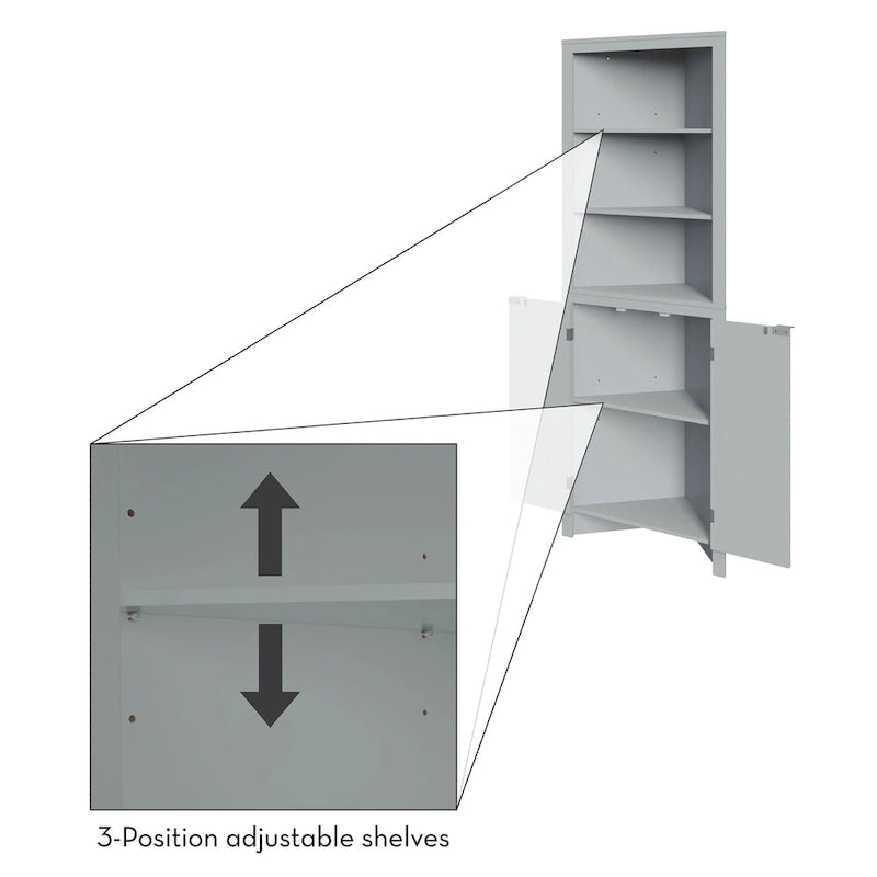 Tall Corner Bathroom Storage Cabinet with Open Shelves