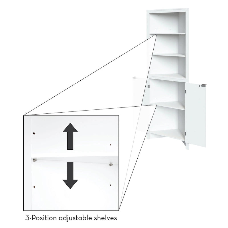 Tall Corner Bathroom Storage Cabinet with Open Shelves