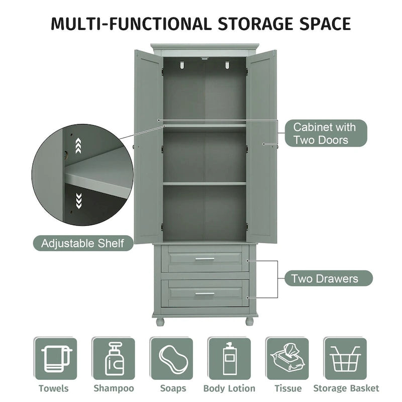 Tall Storage Cabinet with Two Drawers