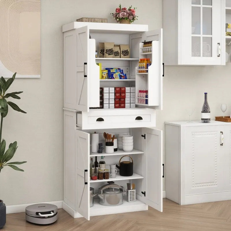 71" Kitchen Pantry Storage Cabinet with Adjustable Shelves
