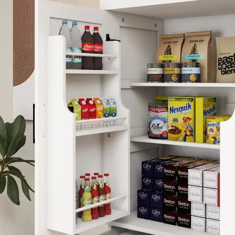 71" Kitchen Pantry Storage Cabinet with Adjustable Shelves