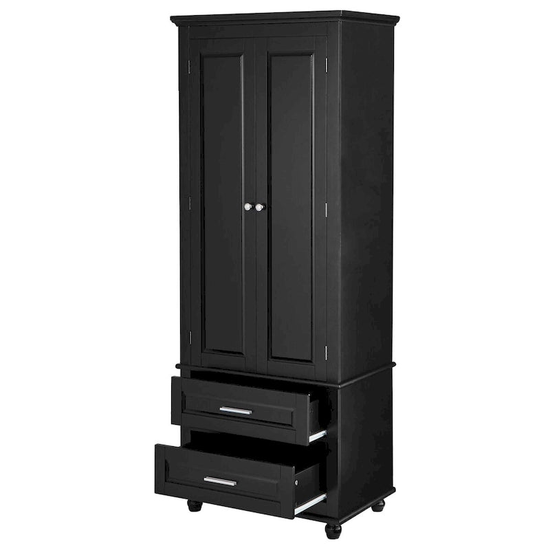 Tall Storage Cabinet with Two Drawers for Bathroom and Office