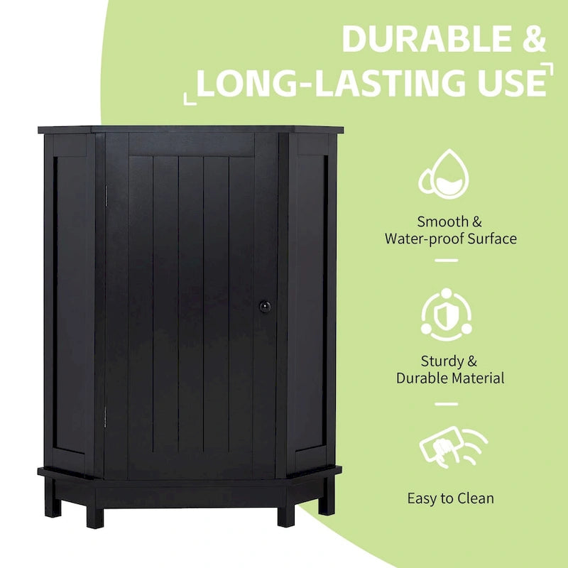 Black Bathroom Cabinet Triangle Corner Storage Cabinet with Adjustable Shelf