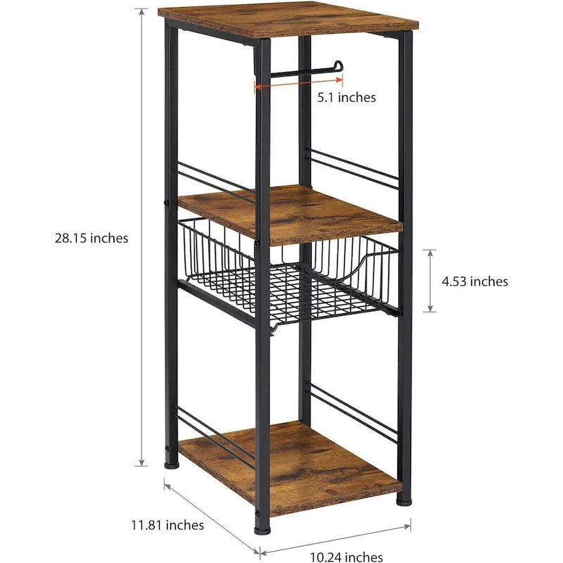 3-Tier Bathroom Towel Storage Shelf with Paper Hanger