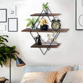 3-Tier Metal Wall Shelf in Geometric Diamond