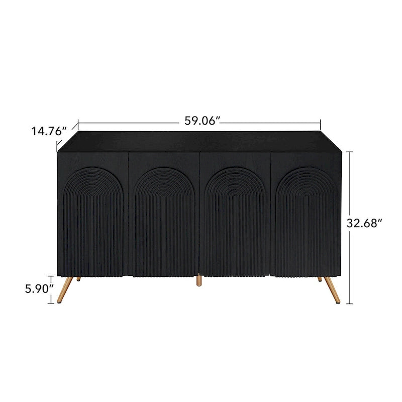 Sideboard-Buffetschrank mit 4 Türen und verstellbarem Einlegeboden