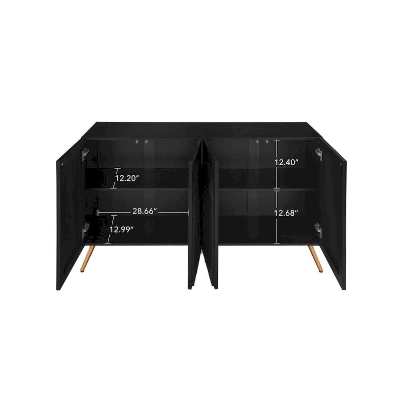 Sideboard-Buffetschrank mit 4 Türen und verstellbarem Einlegeboden